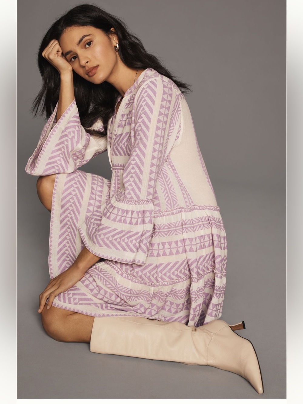 Devotion TWINS Embroidered Ella Tunic Dress in Lilac